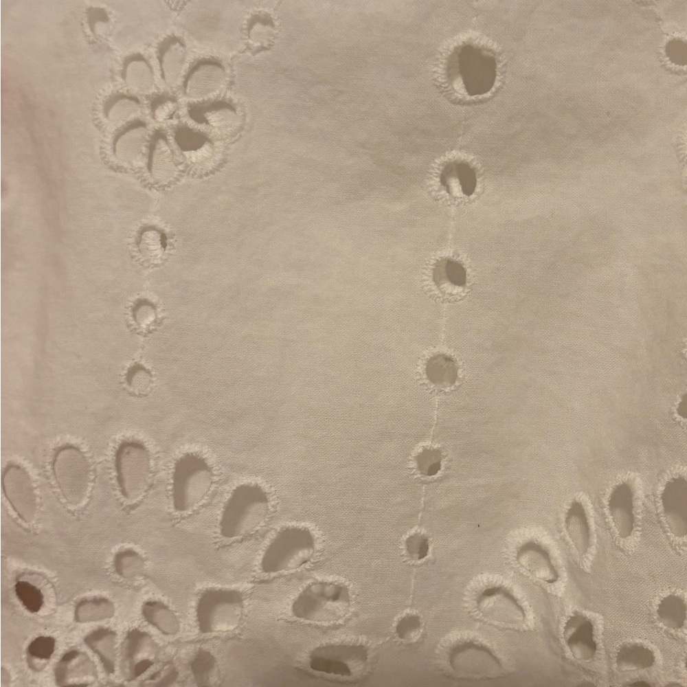 Zara White Eyelet Button-Down Shirt - Picture 3 of 4